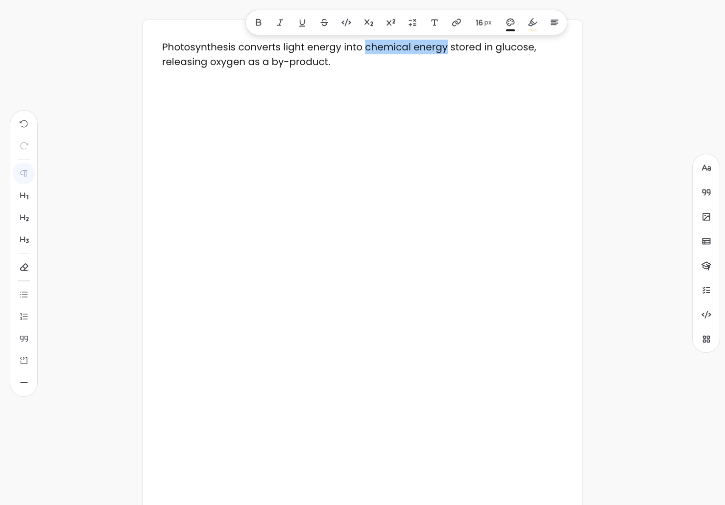 Selection menu visible over a selected word