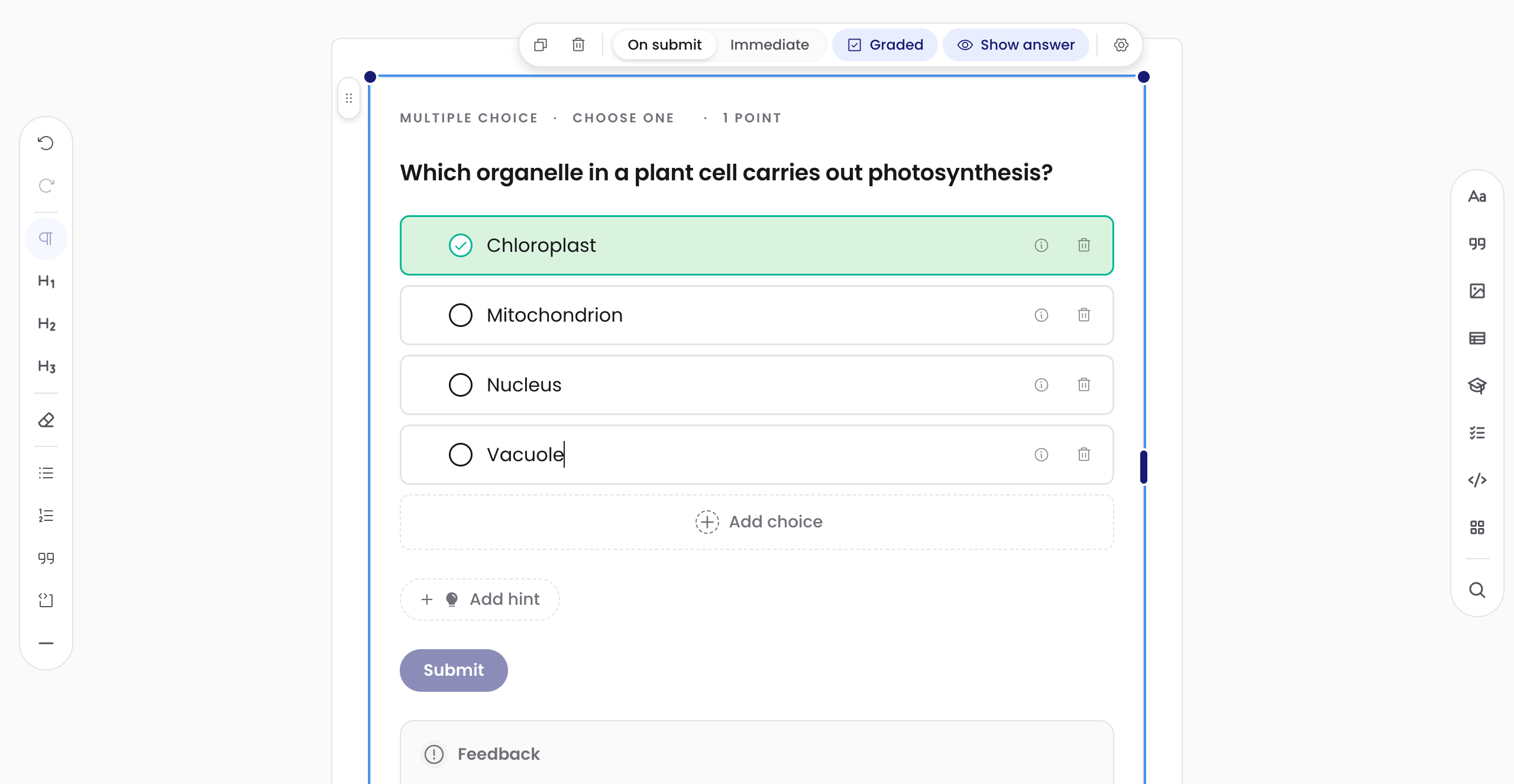 A multiple-choice question with the correct answer marked